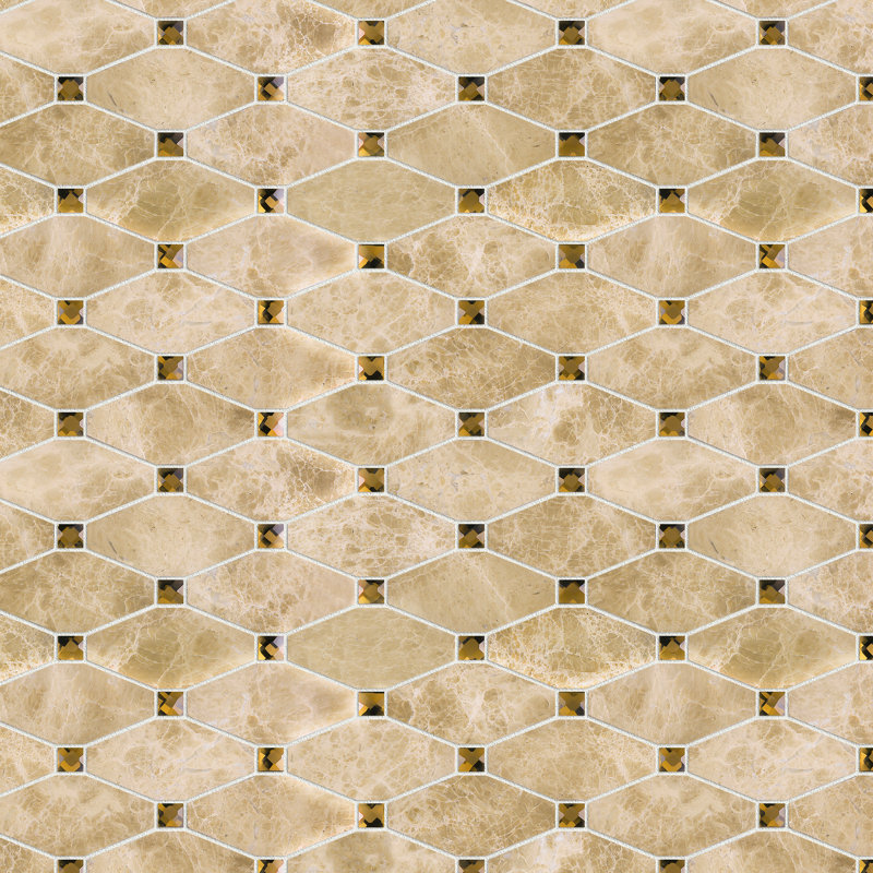 Emperador 11.82 in. x 13.39 in. Hexagon Polished Marble Mosaic Tile