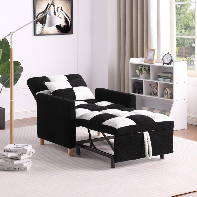 Canapé-lit Kayari, 100 % polyester noir / blanc