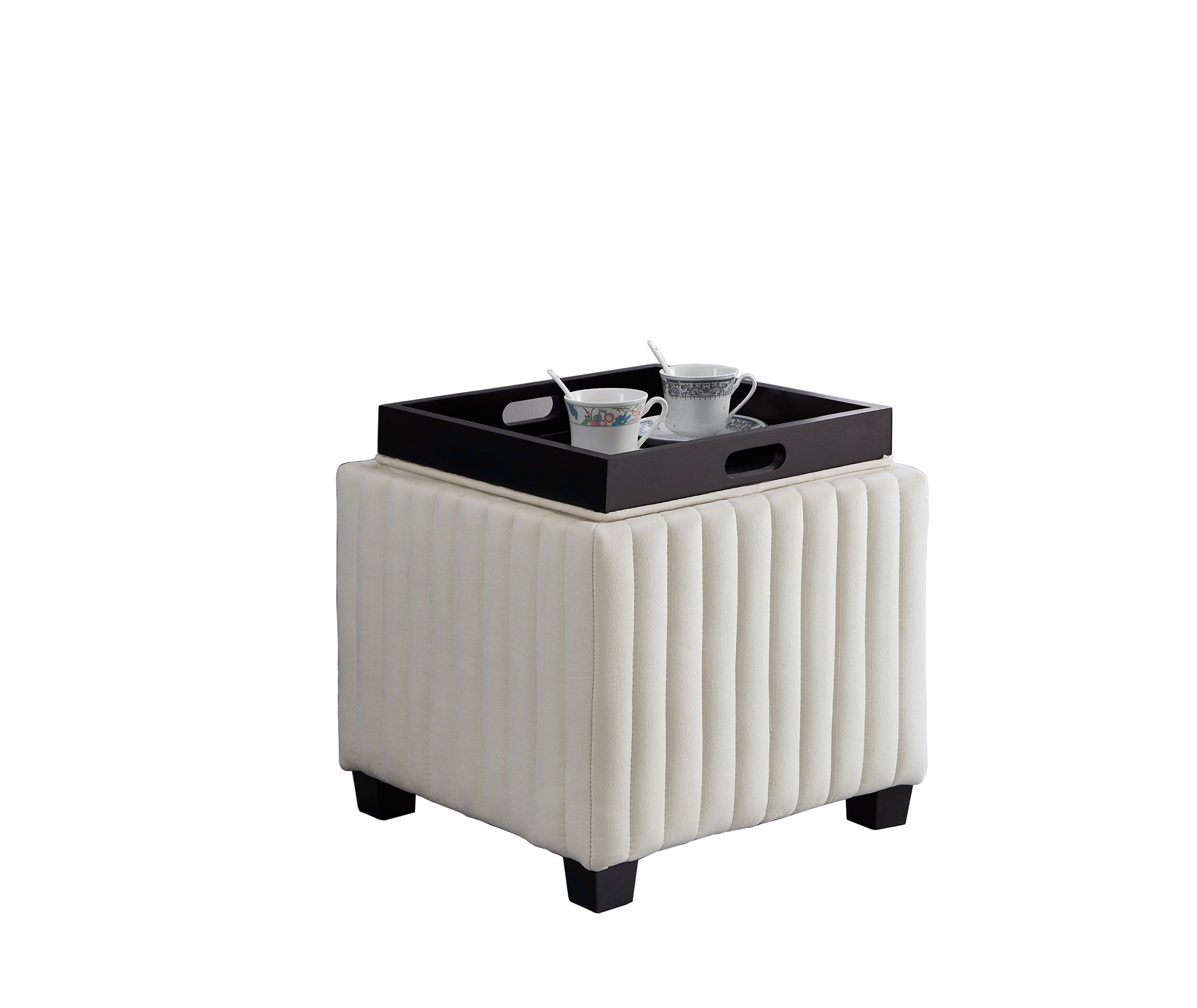 Ebern Designs 18 Inch Wide Contemporary Square CubeStorage Ottoman ...