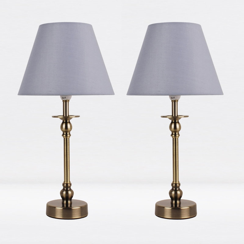 Lamons Metal Table Lamp, Grey, Antique Brass