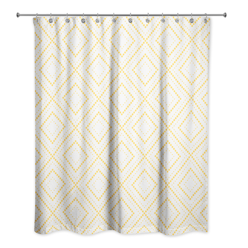 Rideau de douche simple à motif géométrique, Blanc / Jaune