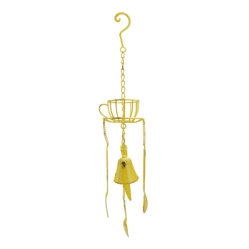 Décoration carillon de jardin 23,25 "à thème café, Jaune
