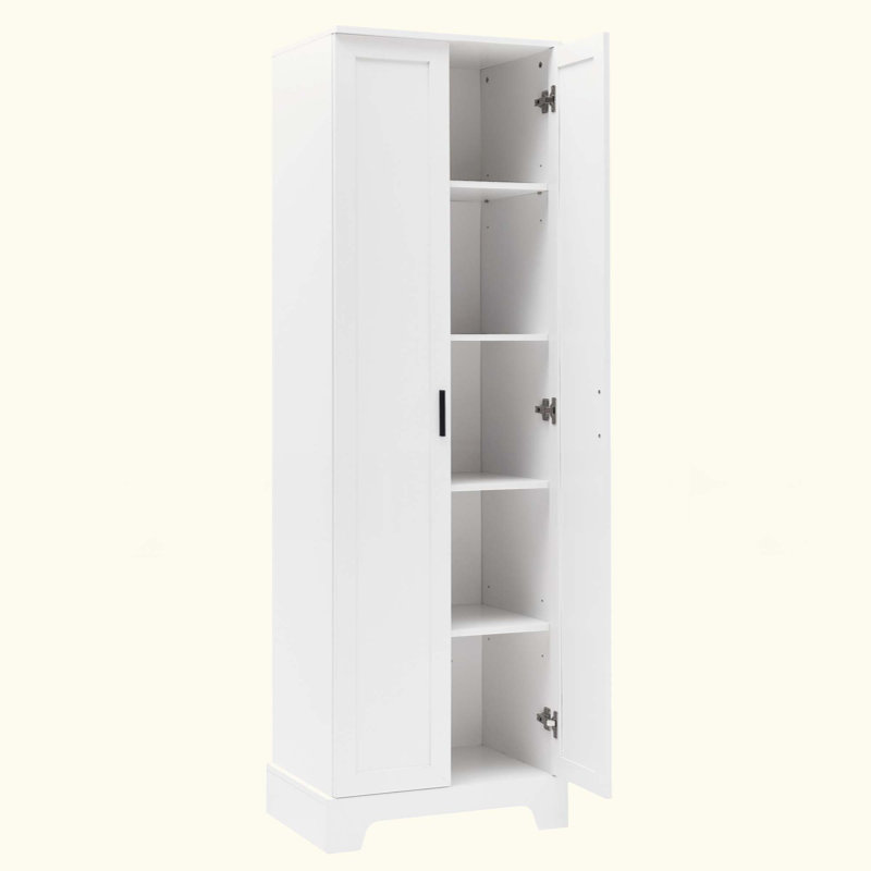 Armoire de rangement avec deux portes pour salle de bain, bureau, tablette réglable, panneau de fibres à densité moyenne