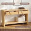 55" Fluted Solid Wood Console Table With Drawers Display Shelf