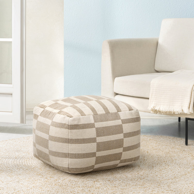 Maryann Natural Upholstered Pouf Ottoman, Natural