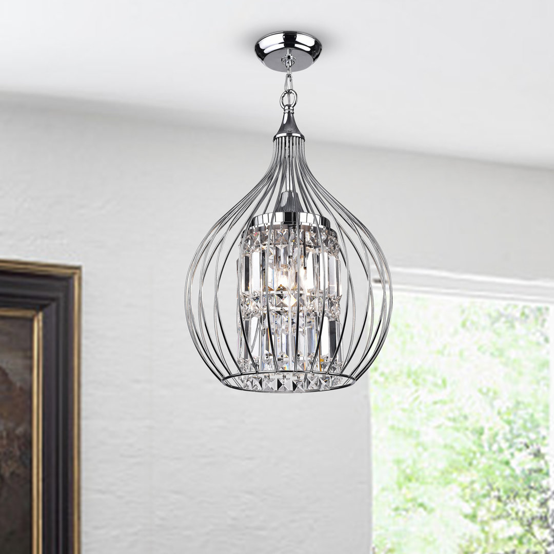 Oakhaven 3 - Light Unique / Statement Globe Pendant with Crystal Accents Mercer41 