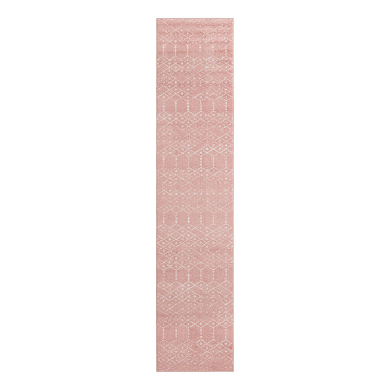 Zoey Geometric Rose Pink Area Rug, Runner 2'7" x 12'