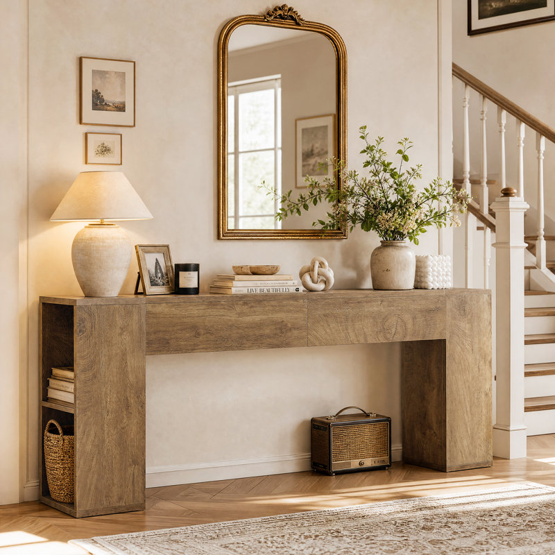 Console de 78,7 pouces, canapé étroit avec rangement