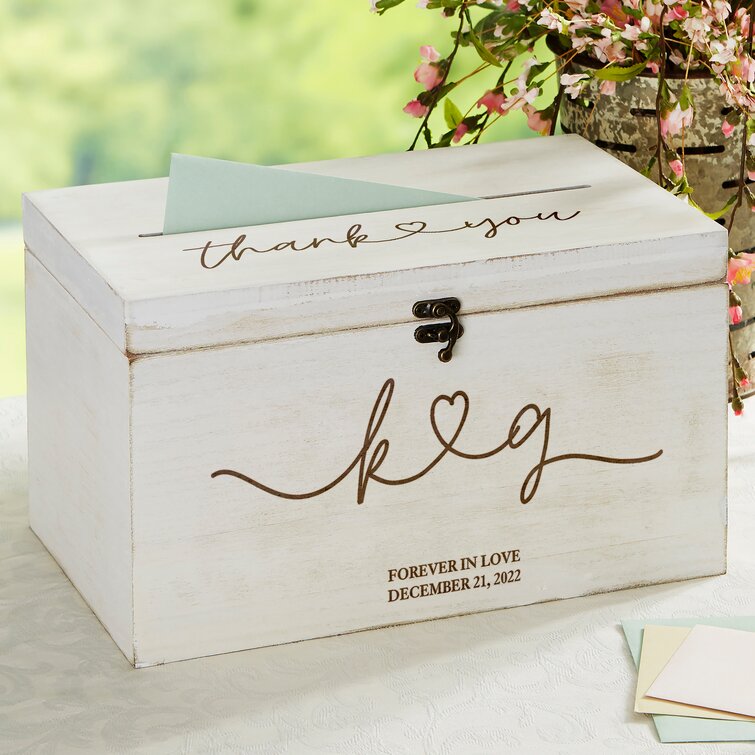 Monogrammed Wedding Card Box for Reception Customized with Lid and