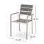 Chaise de salle à manger d'extérieur moderne en aluminium avec siège en faux bois (ensemble de 2), gris et argent