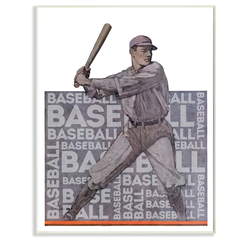 « baseball player sports », art de conception de mots Romain, H 15 po x l 10 po x P 0,5 po, Plaque de bois