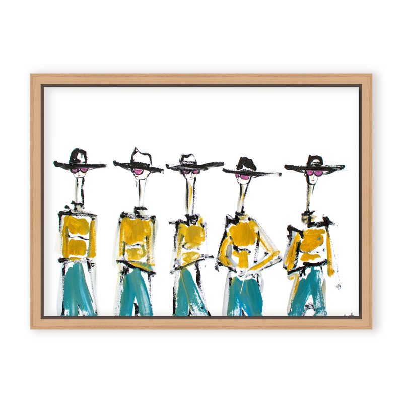 Hats And Slacks Acrylic Painting Print, 12" H x 16" W x 2.375" D, Framed Canvas, Beige