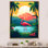 Flamant rose dans un paysage tropical I - reproduction sur toile