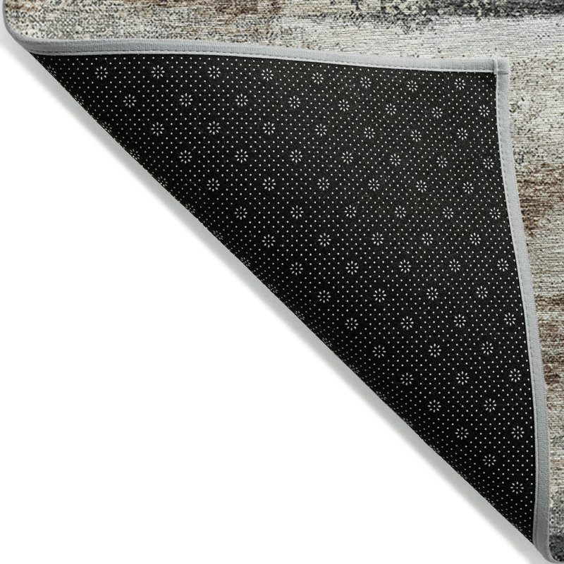 Tapis extérieur lavable abstrait taupe beige et ivoire 3 pi x 5 pi