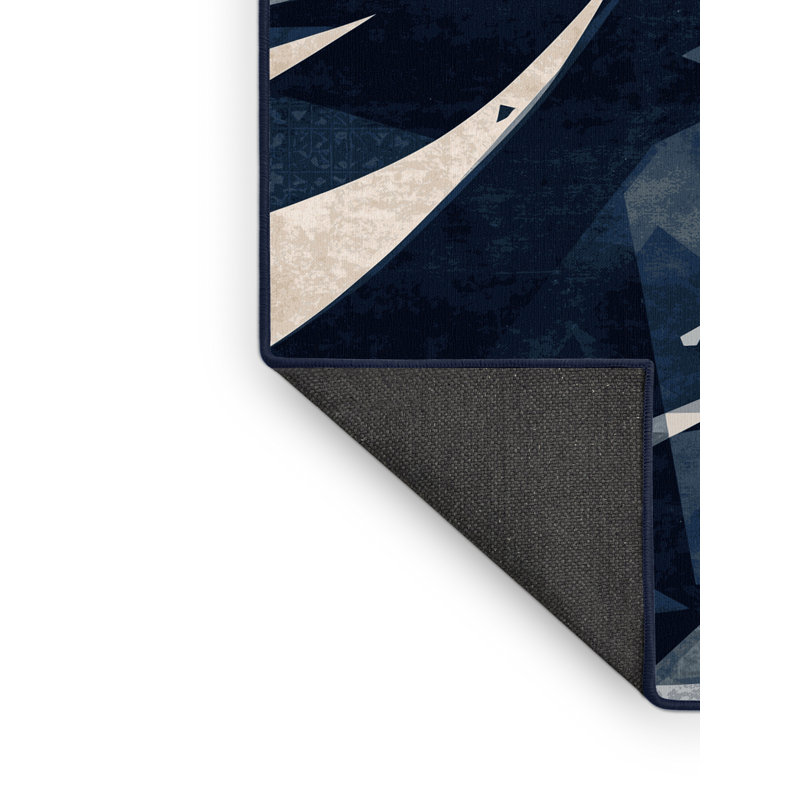 Tapis bleu moelleux doux et moelleux à motif abstrait Nailwell Wizard, 4 x 2