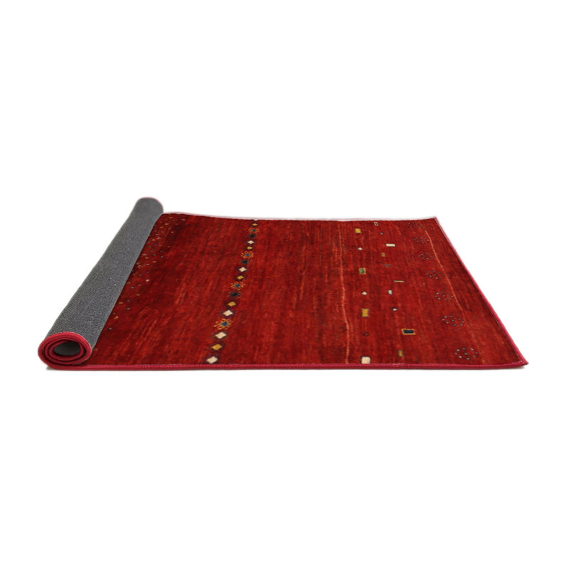 Tapis de zone rouge/brun contemporain, Rond 6 pi