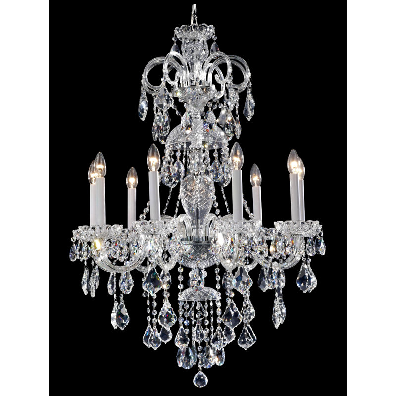 9-Light Chrome Chandelier With Clear Crystal Accents