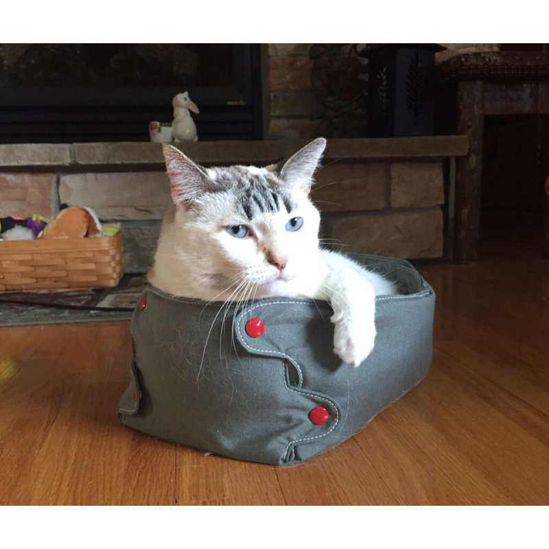 Lit pour chat Designer, Gris charbon / Rouge