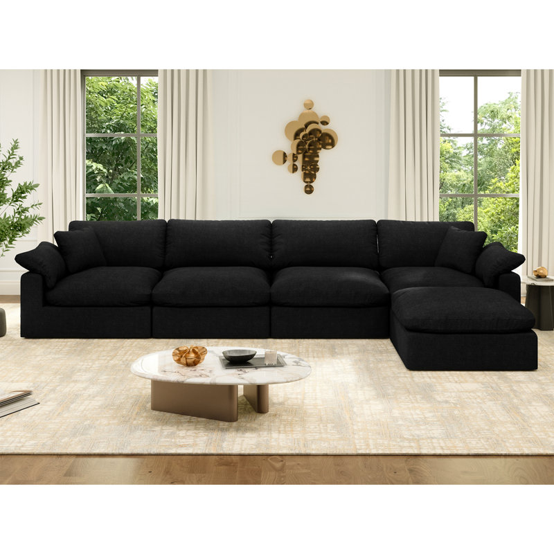 Canapé-lit modulaire Rawls, H 25,2 po x l 143 po x P 71,5 po, Noir, 5