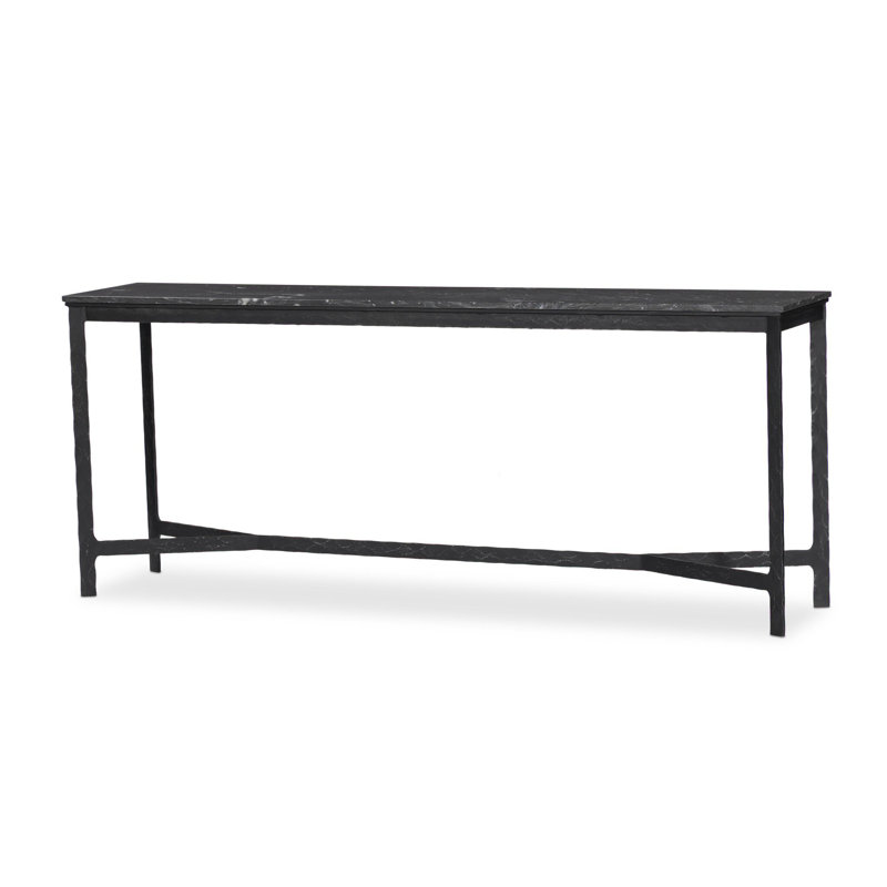 Hammered Iron Console Table-White Marble, Charcoal Marble, Hammered Black Iron