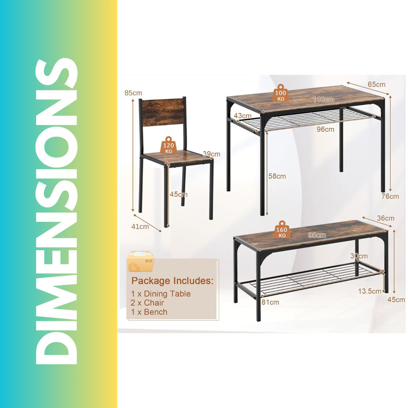 Ockerman 4 - Person Dining Set Rustic Industrial Kitchen Chairs and Table