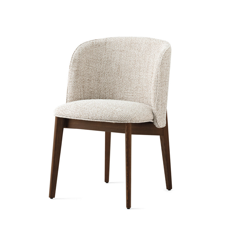 Abrey Upholstered Armchair with Wooden Base, Smoke, Hemp