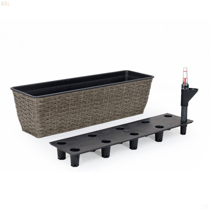 Ensemble de 2 pots de fleurs style urne carré tissé pour un décor intérieur et extérieur naturel