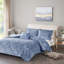 Édredon en velours simple / simple TG - Pervenche bleue écrasée avec bourre, édredon, 2 taies décoratives, 1 coussin décoratif, literie confortable lavable à la machine dans une taie décorative diamant-121054719-121054720