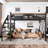 Full Size Metal Loft Bed with Storage Stairs, Built-in Shelves & Bookshelf, Platform Loft Bed for Bedroom, Dorms & Guests, Black-1085649438