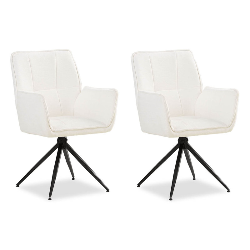 Upholstered Dining Chair In White, 2