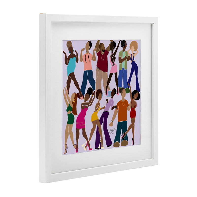 Peace Peace & Dancing, reproduction encadrée sous verre, conception de Sierra Siler, H 13 po x l 13 po, Cadre blanc côtier