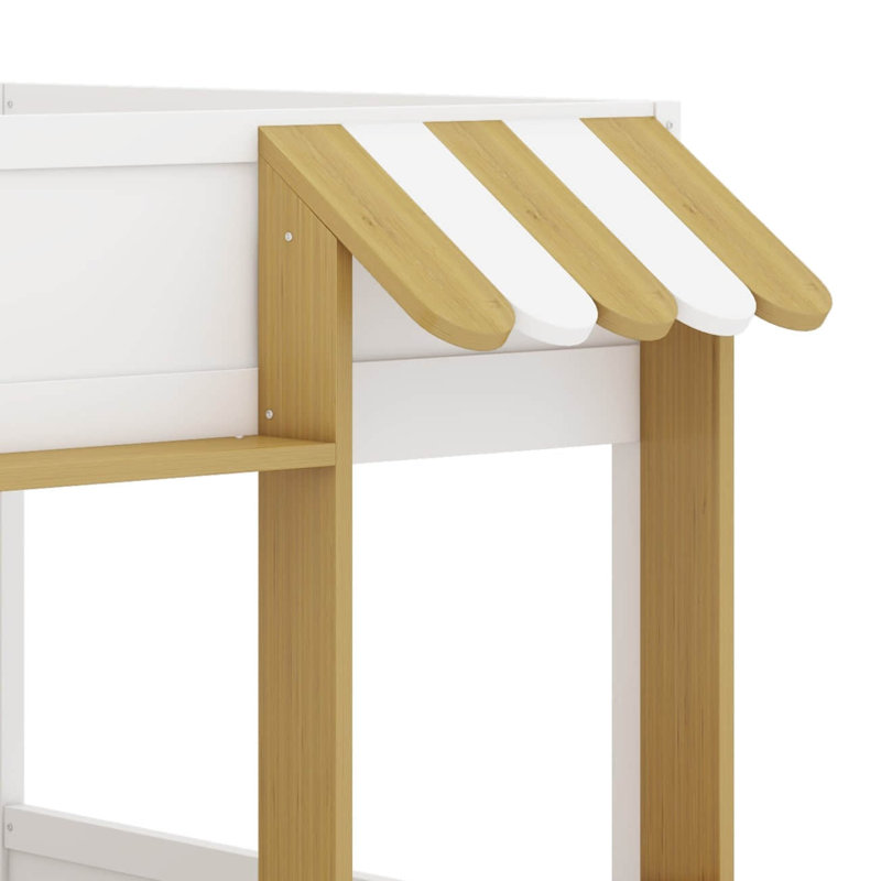 Lit superposé avec bureau, armoire de rangement et ports USB, lit superposé peu encombrant avec échelle et garde-corps