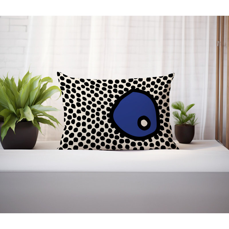 Coussin lombaire réversible intérieur / extérieur Jai Abstract, H 14 po x l 20 po, Marine