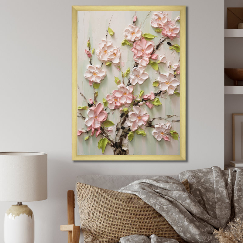 Chrysafo " Apple Blossom Impasto I ", Gold Picture Framed, 32" H x 24" W