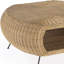 Table basse 38 "ovale en rotin et fer naturel et noir 38"