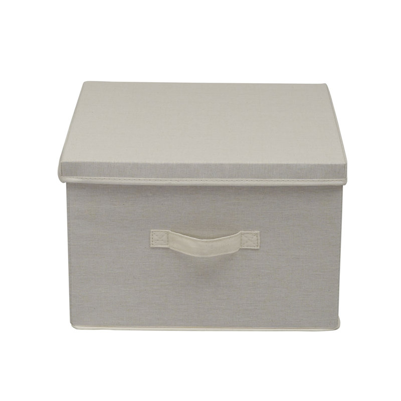 Natural Canvas Collapsible Fabric Storage Box with Lid