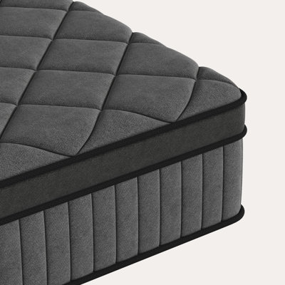 Mattress Queen Size 10 Inch, Mattress with Gel Memory Foam and Pocket Springs, Euro Top Medium Firm, Black