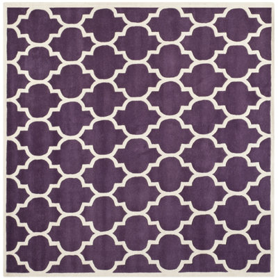 Tapis mauve / ivoire en laine Carolene