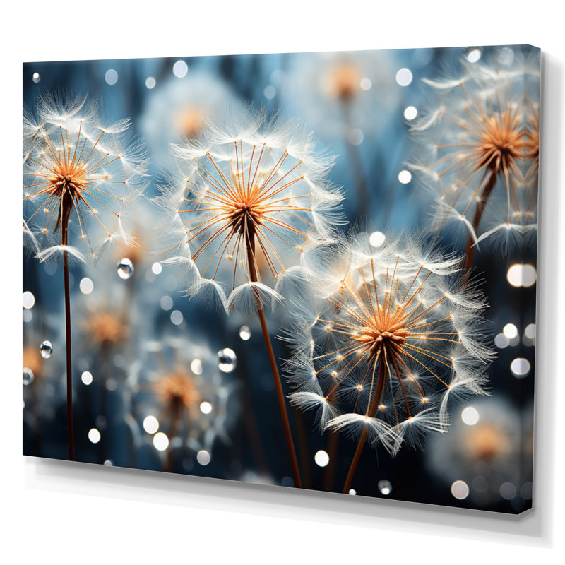 " White Teal Dandelion Symphony III ", Toile tendue, H 24 po x l 32 po x P 1 po
