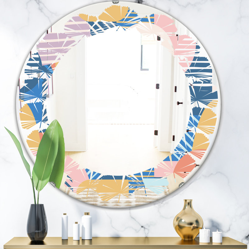 Miroir mural Leaves, H 23,6 po x l 23,6 po, Feuilles à motif floral XIII