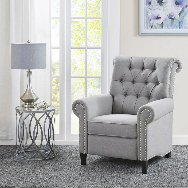 Fauteuil inclinable Aidan, fauteuil inclinable moderne, Tissu gris