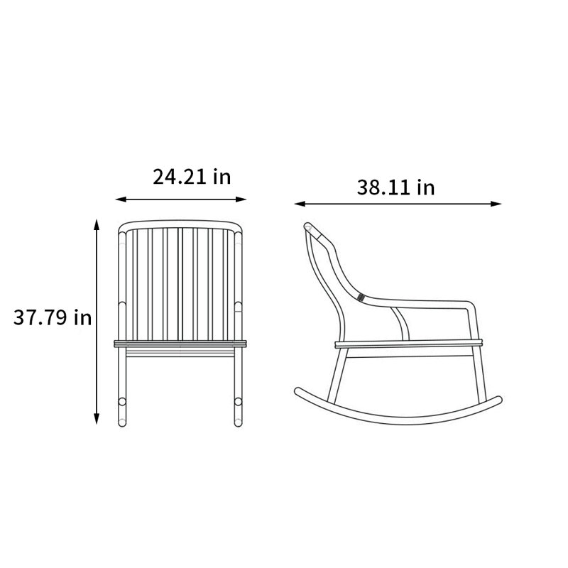 Chaise berçante en bois massif, Brun