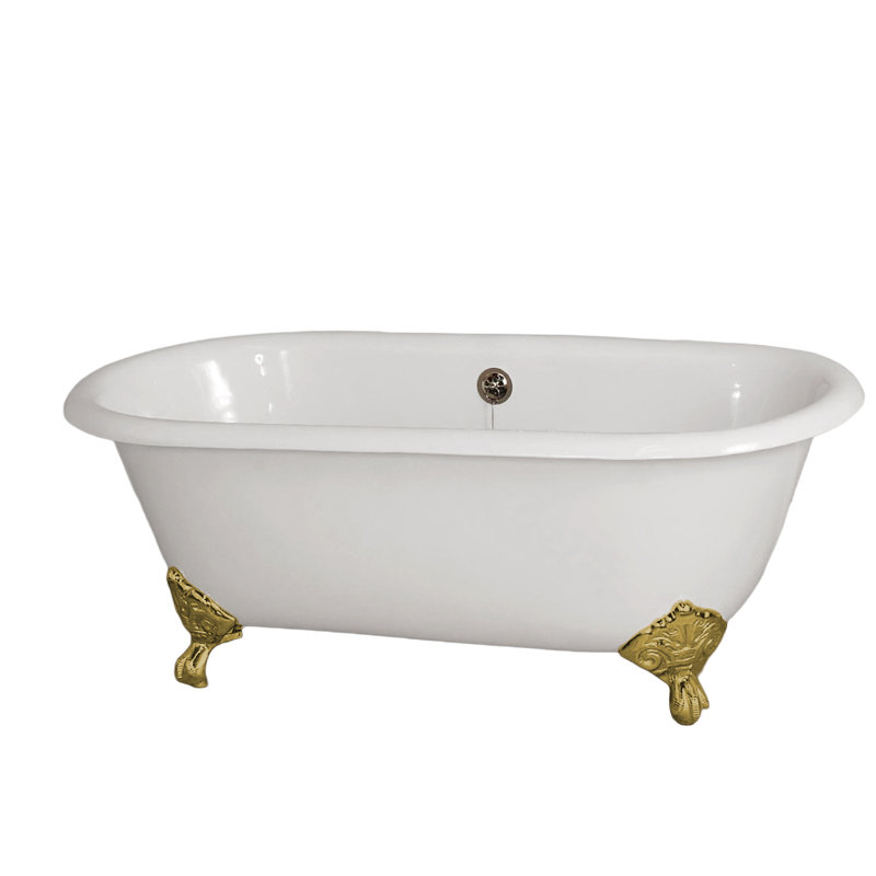 La baignoire sur pattes à double extrémité en fonte de 5 pi avec trous de robinet de 7 po The Mendocino Strom Living, Enduit