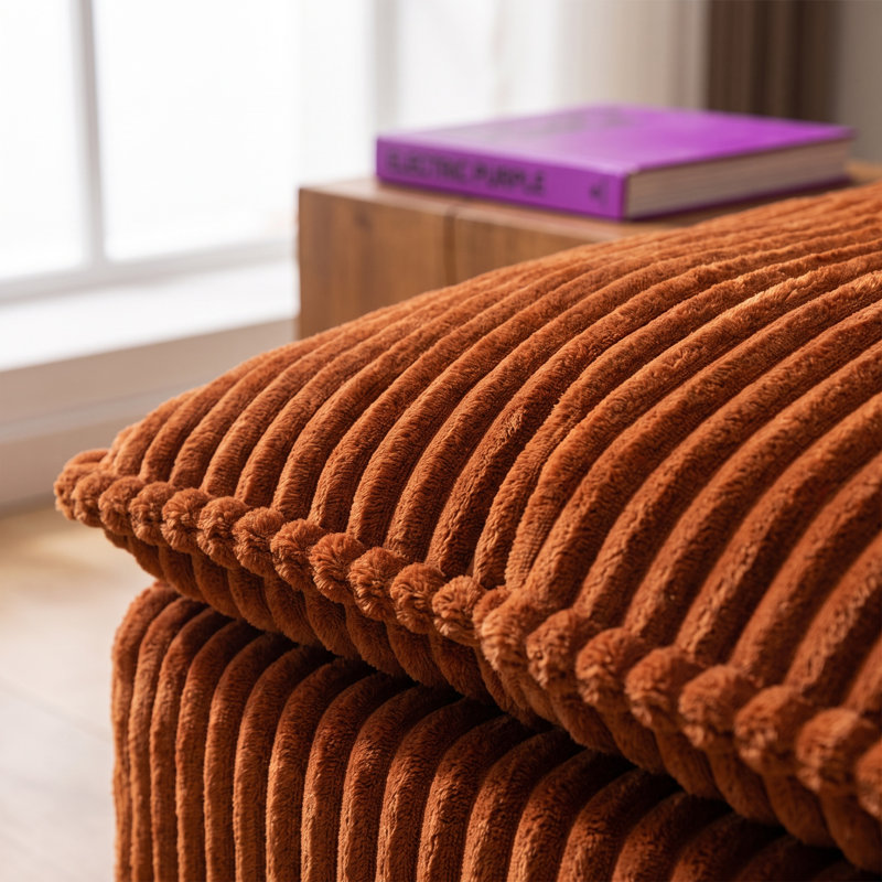 Canapé modulaire surdimensionné en velours côtelé avec poches latérales et coussins Jetta, Orange