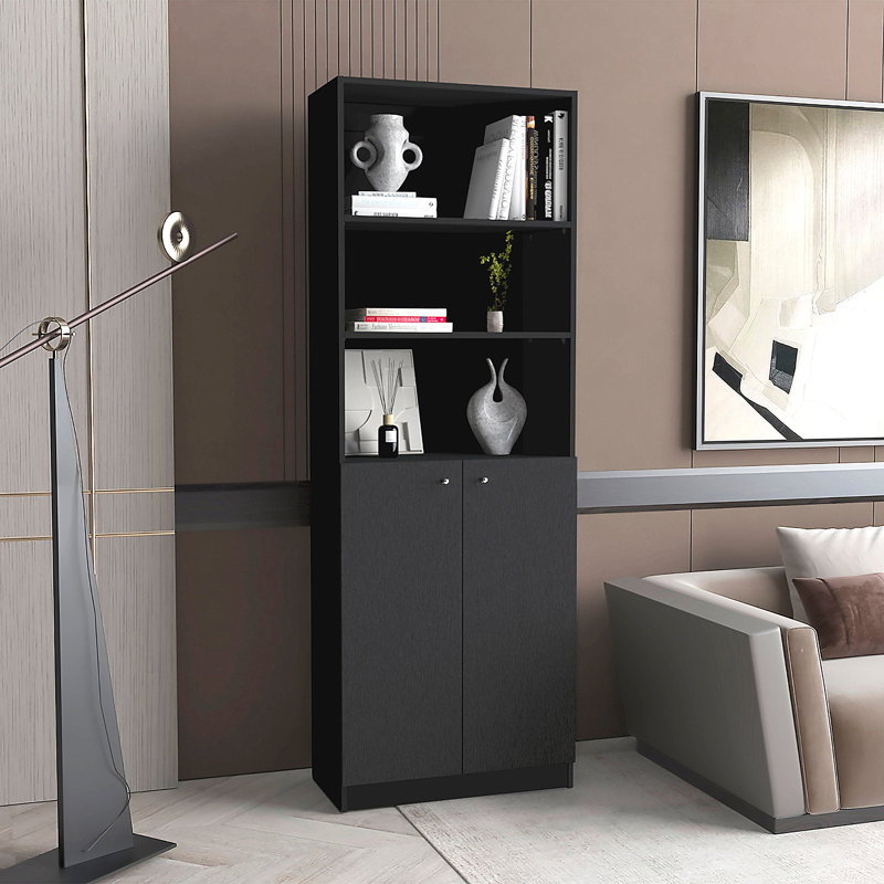 2-Door Bookcase, Black