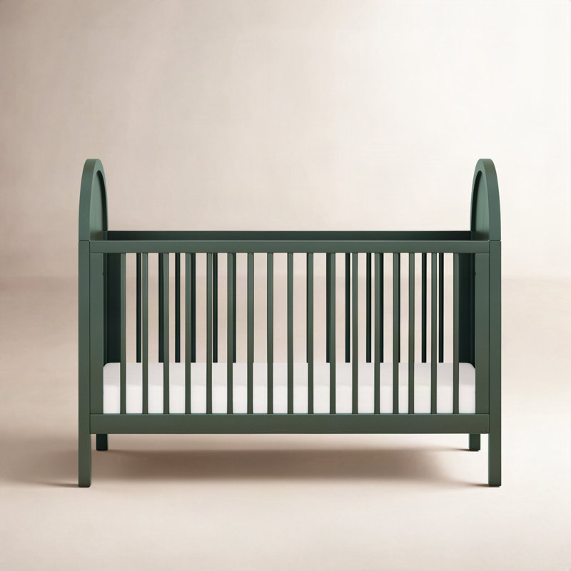 Bondi Cane 3-in-1 Convertible Crib, Forest Green w/ Natural Cane