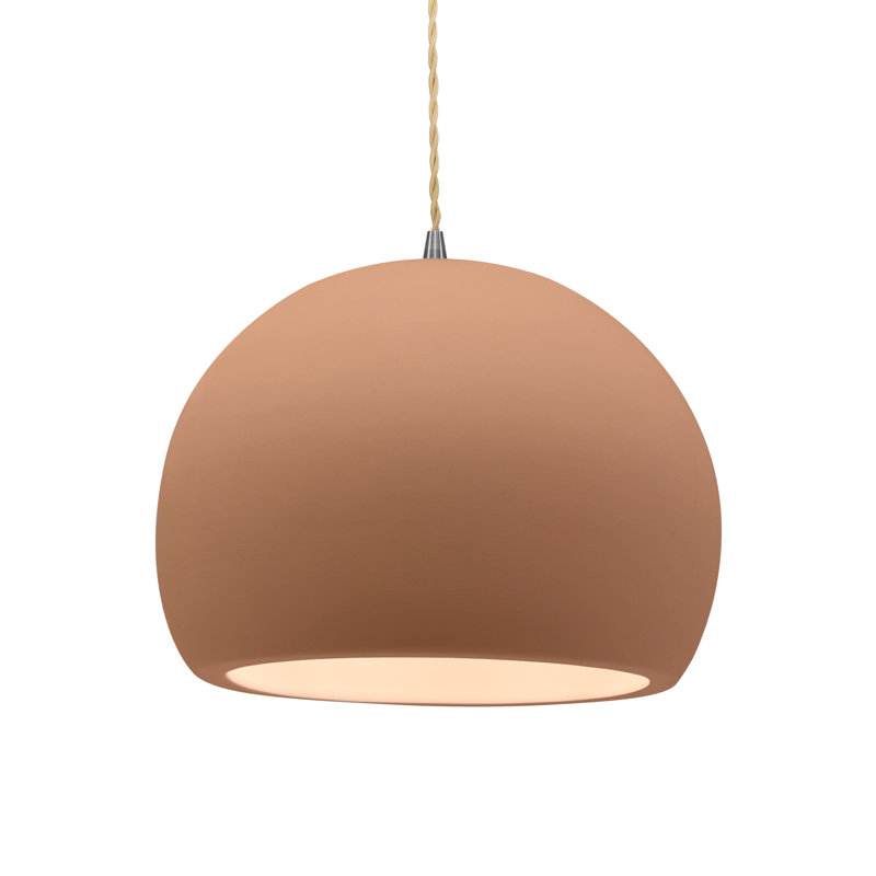 Luminaire suspendu à 1 lumière Aschwin, H 9,25 po x l 12,25 po x P 12,25 po, Adobe, Nickel brossé