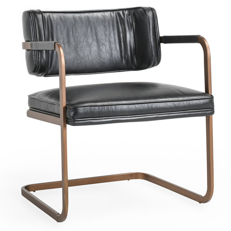 Fonda Leather Dining Chair, Black/Copper