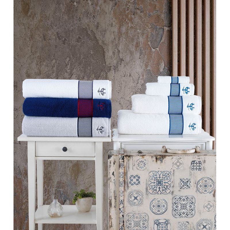 Ensemble de serviettes 3 pièces en coton turc, Marine