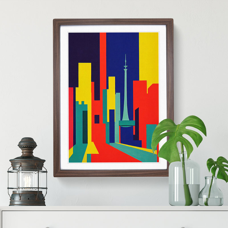 Unique Abstract Architecture No.6 Skyscraper - Single Picture Frame Print, 46cm H x 34cm W x 2cm D, Walnut Framed